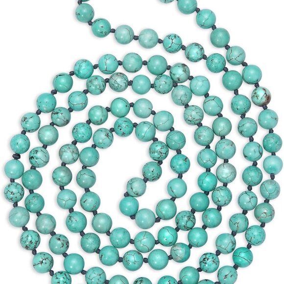 Jewelry - Long Turquoise Tiger Eye Beads Endless Necklaces Handmade Jewelry for Women 47.5